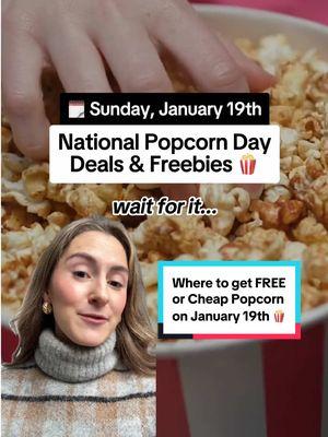 ‼️FOLLOW US ON IG for more deals 🍿 National Popcorn Day is this Sunday, January 19th — here are all the deals!  #popcorn #popcornday #0119 #january19 #popcornbucket ##movietheater #cinemas #amc #regal #cinemark