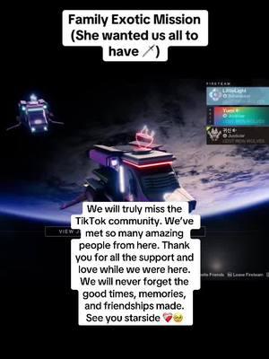 Deeply saddened that this is the last video we will be uploading on here. We are NOT giving up on the community! Hope to continue the friendships and memories that started from this app 🥺  #littlelight #gaming #destiny2 #familygames #GamingOnTikTok #last #videogames #memories #friendship 