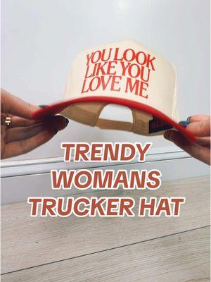 Introducing the must-have woman's trucker hat! 🧢 Durable construction and adjustable fit for all-day comfort. Featuring a cute design with trendy song lyrics for a stylish touch. 🎶 Make a statement today with this chic accessory that's sure to turn heads! 💫 #hat #dadhat #youlooklikeyouloveme #ValentinesDay #redhat #tiktokmademebuyit #trendyhat #TikTokShop #girlhats #truckerhat #baseballhat #womanshat #hatinspo