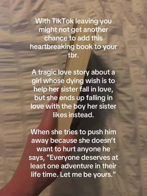 The book: Let’s Pretend I’m Okay • A heartbreaking love story about a girl whose dying wish is to help her sister fall in love but she ends up falling in love with the boy her sister likes instead. 💜hurt x comfort 💜bad boy x good girl 💜ya love story 💜found family #heartbreakinglovestory #heartbreakingbooks #uglycrybooks #tearjerker #athousandboykisses #ifhehadbeenwithme #sweetromance 