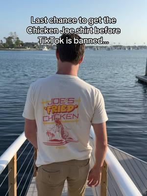 Last chance to get this dope surf’s up shirt of chicken joe before TikTok is gone… #fyp #foryou #waves #surfing #surftok #chickenjoe #surfsup #codymaverick 