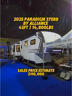 This floor plan layout is becoming very popular! This is the 2025 Alliance Paradigm 375RD fifth wheel RV that is about 42ft, 14,800lbs, and selling around $110k. Find your next RV at over 100 different @bluecompassrv dealerships across the U.S. with the link in my bio or comments below. • • #rv #rving #rvlifestyle #camper #camping #interiordesign #interiors #interiordecor #interiorstyling #interiorstyle #tinyhome #van #campervan 