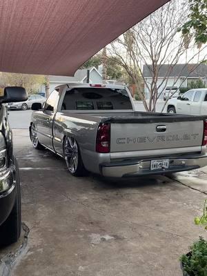 Too bad she still stock 😅 #fyp #silverado #droppedtrucks #singlecabs #scrapiando 