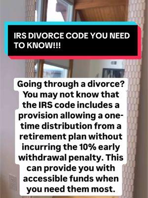 This IRS code can save you while you’re going through divorce. If you want to learn more about this code, drop IRS in the comments. #divorce #divorcedmom #divorcedwomen #divorcedparents #divorcingnarcissist #divorcecourt #divorcestrategy #divorcetips #divorcewebinar #divorcetok 