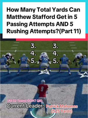 How Many Total Yards Can Matthew Stafford Get in 5 Passing Attempts AND 5 Rushing Attempts? #football #nfl #madden #madden25 #detroit #detroitlions #fyp #matthewstafford #losangeles #losangelesrams 