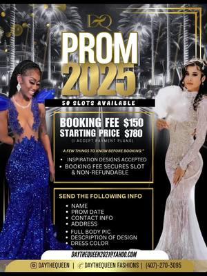 Slots are running LOW hurry…Hello ladies 💕 it is that time again PROM 2025 ‼️I am only taking 50 slots this year, 😍 DO NOT WAIT LAST MIN to get your slots.. inbox me or text (407)270-3095 to book…#femonfem🏳️‍🌈 #foryoupage❤️❤️ #customdressmaker #prom2025 #lesbiansoftiktok #studtiktok🌈💯❤️ #prom2025 #fypシ゚viral 