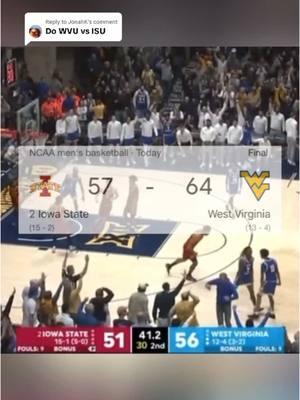 Replying to @JonahK WVU TAKES DOWN NUMBER 2 IOWA STATE‼️ (via:@ESPN) #wvubasketball #wvumountaineers #collegebasketball #collegehoops