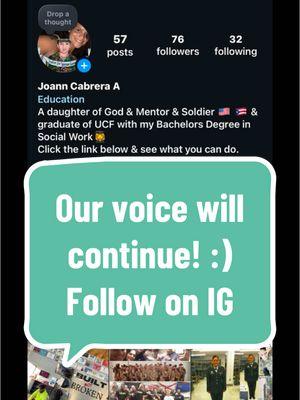 Our voice will not stop! Let’s go! Follow me on Instagram. Today could be a sad day but it can be a great day. #wewillnotstop #armynationalguard #speakinglife #Godisgood