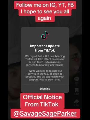 I hope to see you all my other pages. Goodbye Tiktok ##savagesage##fyp##goodbye##fypシ゚viral##sageparker##goodbyetiktok##trendingnow##fypシ##fyf##bye