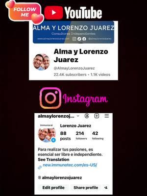 Asi nos puedes encontrar en nuestras redes sociales 🤗almaylorenzojuarez ya sea en Instagram o YouTube #tiktokbanned #almaylorenzojuarez #immunocal #saludybienestar #redessociales #tiktoknew #tiktokban 