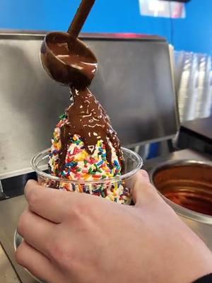 Rainbow sprinkles and chocolate dip #yum #joesdairybar #joesdairybarandgrill #icecream #softserve #vanilla #chocolate #sprinkles #chocolatedip 