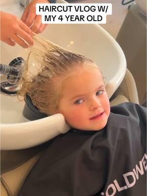 Much needed chop for our sweet girl 😍😍😍 safe to say she was in heaven! #MomsofTikTok #momvlog #vlogswithkids #toddlersoftiktok #toddlerhaircut #haircutvlog #salonvlog #hairday 