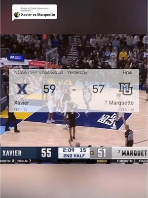 Replying to @Gabe Newman Xavier goes on the road and gets a massive upset win over Marquette👀 (via:@FOX Sports) #xavierbasketball #xaviermusketeers #collegebasketball #collegehoops #bigeastbasketball 