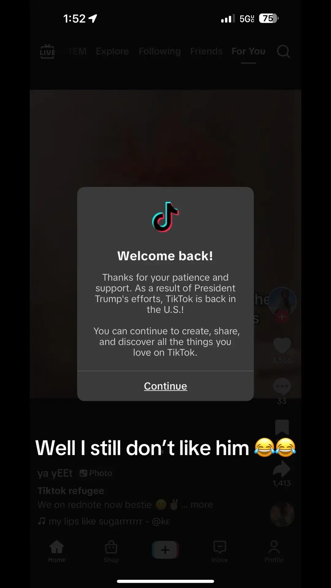 The orange man might have saved the app but still don’t like him 😂 #tik #tok #we #back #but #still #dont #like #the #orange #man #goodtobeback #beback #gay #gaytiktok #it 