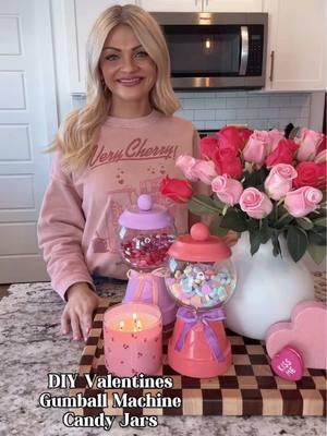 DIY Valentines - Gumball Machine Candy Jars 🩷🩷🩷 This is such an adorable & affordable idea for VDAY decorating! Fun Galantines craft night idea, and/or gift idea!  *For the sizes, I used a 4 inch terracotta planter, and a 4 inch terracotta saucer. The wood knobs are the size 1.25. *If you want to add the gumball machine, 3D look with hot glue, just use a pencil and draw on the pot to create the look you want. Trace over it with the hot glue, and paint once the glue has dried!  *I used a gloss sealer (linked the one I used) once it is all finished to give it the shiny look. *Hot glue the fish bowl to the top of the planter, and the knob to the top of the saucer once paint and sealer has completely dried. Add candy, lid, and a bow if you want!!!  LTK shopping links in profile!  https://liketk.it/52SlU #ltkfindsunder50 #ltkhome #ltkfindsunder100