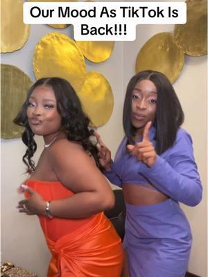 My girl and I @dennise are too excited to be back on TikTok because no more TikTok ban in the USA! Whew I was going through withdrawals 🤣🙌🏾 #tiktokban #tiktokisback #fyp #outfitinspo #tekevweo 