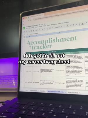 Keep track of your progress in your career! 🤍 #spreadsheet #bragsheet #accomplishmenttracker #careeradvice #careertiktok 