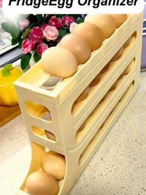 This automatic egg rolling storage box is really convenient, it does not take up space in the refrigerator and can store 30 eggs. #eggholder #kitchen #eggstoragerack #dealsfordays #TikTokShop 