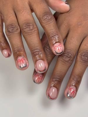 🎀  . . #naturalnails #bownails #coquettenails #tiktok #nailtech #houstonnails #houstonnailtech #htxnails #htxnailtech #shortnails #cleangirl #tiktokban #fyp 