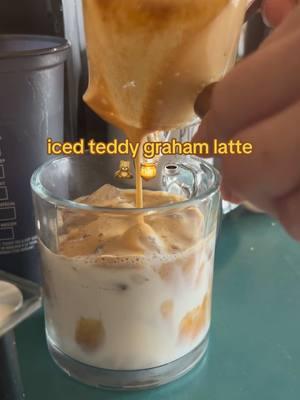 Iced teddy graham latte #coffeetiktok #latte #icedcofree #icedlatte #drink #teddy #teddygraham #coffeetok #coffee #nespresso