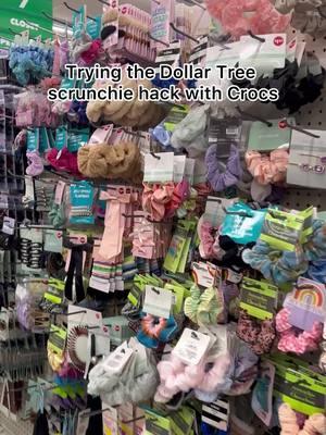 Dollar tree hacks 🤩 #dollartree #dollartreefinds #DIY #dollartreediy #crocs #scrunchies #scrunchieshack 