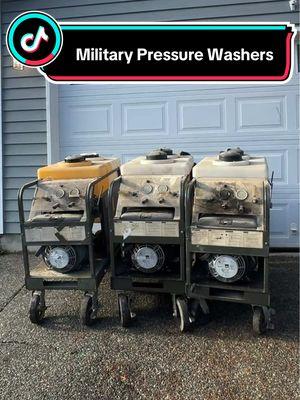 Howdy folks! We’re back?! 3 military surplus diesel pressure washers with HATZ 1B20 engines. To celebrate TikTok coming back we are giving yall a 20% discount on our merch. 🫡 https://432b82.myshopify.com/discount/tiktok          #hatz #diesel #militarysurplus #free #smallengine