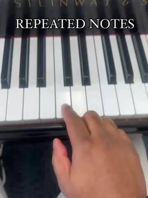 Repeated notes tips!  Stop using the same finger to do it. It will cause too much tension. #pianoteacher #classicalpianist #cliffjonespianostudio 