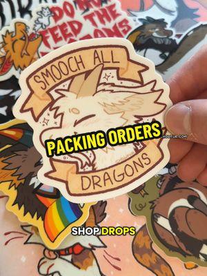 pack an order with me 🥳 i’m so glad im able to post again! #artistontiktok #smallbiz #art #stickershop #stickers #shopsmall #furrymerch #artist #furryart #furry #stickerbusiness 