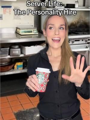 Server Life: The Personality Hire. #serverlife #servertok #personalityhire #servertiktok #coworkers #restaurant #restaurantskit #comedyskit #serviceindustry #waitress #jackiesumm 