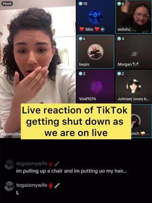 MY LIVE REACTION TO TIKTOK SHUTING DOWN!!! You can’t hear me because I was screen recording The video is 1 minute 43 seconds watch of interested ##live##fyp##foryoupage##foryou##billie##billiefan##billieeilish##billieilishfan##tiktok##tiktokban@@Cristianyou asked to post a crash out video so here you go ugh what a moment hhahahahahahaha ##funny##lostit##crashout