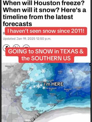 It’s going to snow in Texas & across the southern US. There will be way below freeezing temperatures, ice, sleet, & snow. Stay safe! #snowforecast #texassnow #ice #snow #freezingweather #sleet #snowingintexas #snowinsouth #southernsnowstorm #southernsnow #weatherupdate #weathernews #icesleetsnow #weather #foryoupage #snowupdate #fypシ #fypシ゚viral #cinder1987 #fyp #texascheck #trendingnews2025 #houston #houstonsnow #texassnow2025 #weatherreport #news #texaa #snowstorm #snowstorm2025 #trendingnews #coldweather #weathernews #trendingnow  #snow2025 