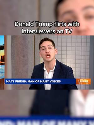 He’s President again tomorrow, so here’s a classic: Donald Trump flirts with interviewers on TV #donaldtrump #trump #impression #voice #tv