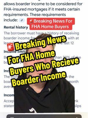 🚨Breaking News For  FHA Home Buyers Who Receive Boarder Income #fhaloan #fhaloans #greenscreen 