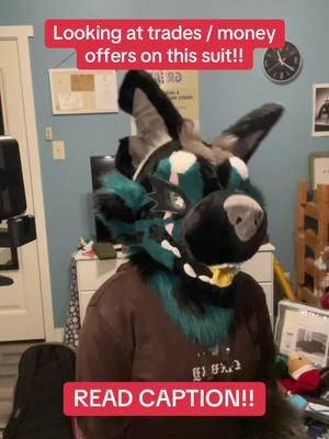 FURSUIT FOR TRADE/SALE!! She has a full suit (which you can see on my page) and I can make a video showcasing her later if requested. She is work 4-5k but I’m willing to look at lower offers. Please, don’t offer anything below 1k, unless offering for parts of her suit. She can be traded in parts, but I’d rather just get rid of the entire thing. If I were to trade her in parts, she would not come with character rights. I’m VERYYYYY Picky with trade offers. I’m looking for lemonbrat and caprikki designs, but I’m also willing to look at other suits. No dinomasks please. And do not expect me to trade the entire suit for just a partial unless it’s one of the designers listed above.  #fursuit #furry #fursuitforsale #fursuitfortrade #trade #sale #viral #lemonbrat