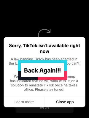 We're Back! This is the joy of being able to open the Tiktok App again after it was shutdown last night.  Immigration Lawyer Phoenix AZcelebrates the return of Tiktok #backagain #tiktoknews #leliathelawyer #fypシ゚viral #tiktokban #thecomeback  #nevergiveup #trendingvideo #foryourpage #returnoftiktok #overcome #survivor #immigration #touristvisa #b1b2 #greencard #weareback #touristvisa #visaamericana #phoenixaz #immigration #immigrants #immigrationlawyer #lawtok #legaltiktok 