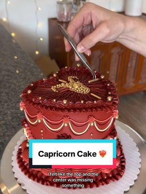 No need to trust the process- this one is perfect from start to finish 🤭❤️‍🔥😇💖🥰🩷🥳 IM OBSESSED #horoscopeembroiderycake #embroiderycake #redcake #capricorncake 