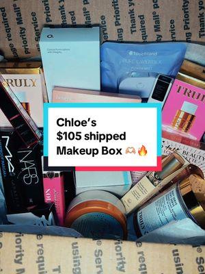 @Chloe Irene $105 shipped box 🔥❤️ #kelseysmakeupforless #fyp #mysterymakeupbox 