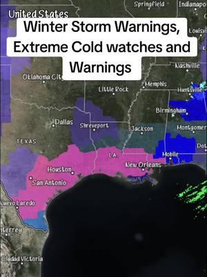 Forgive the radar, Omega isn't loading right now.  #winterstormwarning and #extremecold #watch and #warnings are in place for much of our southern states.  #winter #snow #georgia #mississippi #alabama #louisiana #texas #florida 