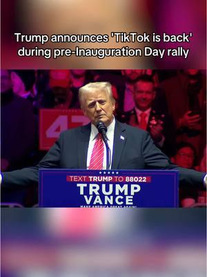 President-elect Trump announces 'TikTok is back' during pre-Inauguration Day rally #fox29philly #tiktokban #trump 