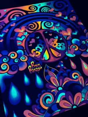 Blacklight Art / Hippie Boho Art 🎨 Design name "Brizmosphere" #blacklightart #blacklight #Art #90svibes #lisafrank #peace 