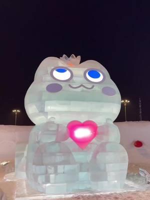 May this adorable little frog bring a smile to your day! 🐸💚 (cr: Douyin XDuan9933) #CuteOverload #FrogVibes #iceworld #cute #chinatravel #Harbin