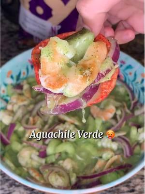 Aguachile Verde con Camarón Cocido 🦐  Recipe/ Receta  Cook shrimp w/  * Half Small Onion/ Mitad de Cebolla Chica  * 1 Garlic clove/ Un Diente de Ajo  * 1tbs Salt/ Sal  * Cook for 3 minutes/ Cocinar por 3 minutos  * 2 Cucumbers/ Pepinos  * 1 Red Onion/ Cebolla Morada  Sauce/ Salsa  * 2 Jalapeños no Seed/ Sin Semilla  * 3 Serranos  * 1/2 Cucumber/ Pepino  * Cilantro  * Juice of 10 lemons/ Jugó de 10 Limones  * 3/4 Cup of water where shrimp cooked/ agua donde cocinaron el Camarón  * 1/2 tbs Salt  * 1/2 Avocado/ Aguacate  #aguachilesverdes #aguachile #camaron #Receta #EasyRecipe #yummy #paratii #fyp 