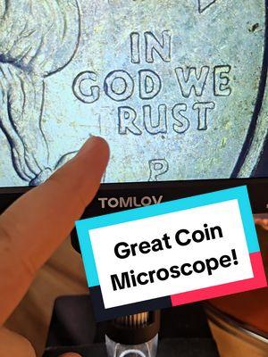 Check For Coin Errors with this Coin Microscope!!! #coins #coin #coinrollhunting #coinrollhunt #fyp  #treasure  #coincollecting #coinfamily #coinsworthmoney #checkyourchange #silver #diggindave #foryou #crh #coolcoins #money #microscope 