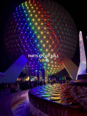 epcot ball (farts version) is so pretty 🎭🎨✨ #disney #disneyworld #epcot #epcotball #festivalofthearts #rainbowconnection #wdw 