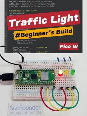 Raspberry Pi Pico Project: DIY Traffic Light #electronics #engineering #electricalengineer #python #micropython #microcontroller 