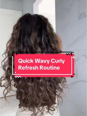 Wavy Curly Refresh Routine ___ Refresh spray: ➰ 6oz water ➰ Dime size of leave-in Shake vigorously to blend and avoid clogging the sprayer. ____ Product Details: ➰ Spray Bottle ➰ Leave-in: Bounce Curl ➰ Foam: Xmondo Wave Tech Foam ➰ Dryer/Diffuser: Laifen Swift 💸 Some discount codes and links in my bio. *affiliate #refreshroutine #wavycurly #naturallywavy #wavyhairtips #naturallywavy #wavyhairroutine 