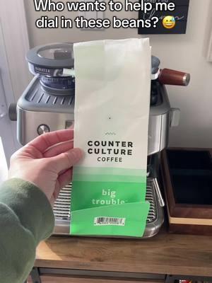 Any takers? 😅 I’ve tried a grind size 4-7 already and gone through more than half the bag.  #espresso #breville #brevillebaristapro #counterculture 