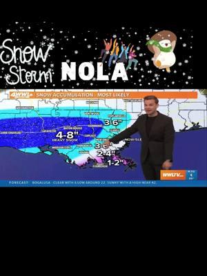 (#WWL )-TV:#fyp Monday morning #January 20, 2025: A #GENERATIONAL /#RARE #GulfCoast  #WinterSTORM is set to dump several inches of #snow  across southern #Louisiana /#LA (#LAwx ) including #NewOrleans /#NOLA on Tuesday (January 21) |#weatherTOK |