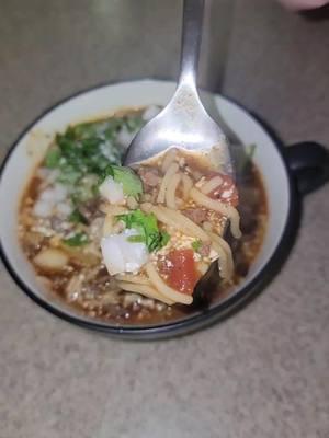 #CapCut Fideo con Carne y Papas with Ground Bison - Perfect Texas Freeze Option - Full Recipe Below 🍲 Yall, I have been craving this for weeks now, and with Texas about to shut down for this cold snap, I figured let's give it a go. Never made this before, so it's not traditional... 🍲 Ingredients • 3 tbsps Avocado or Olive oil • 7 oz fideo pasta aka vermicelli or broken spaghetti • 1 lb Ground Bison @wildforkfoods • ½ c onion, diced • 3 cloves garlic, minced • 3 small russet potatoes, peeled and diced • 1 can diced tomatoes & chiles  • 1 can enchilada sauce (or tomato sauce • 4½ c broth or water (I used @knorr shrimp & beef broth) • 1 tsp Mexican oregano • 2 tbsp @heathrilesbbq Beef Rub • 2 tbsp cumin • 2 tbsp salt • 1 tbsp Chile power • 4 Sprigs of fresh Cilantro Directions • Preheat a large pot at medium heat. Add the ground bison or beef. Cook until nicely browned and removed  • Add the onions and diced potatoes and sauté for 5-7 minutes, seasoning with salt & pepper to taste. Then add garlic and sauté for another 2 min • Add fideo pasta. Heat to medium heat. Stiring often, until pasta is mostly toasted (not all needs to be toasted) • Add can of tomatoes, enchilada sauce, broth, and cover to cook for 15 min over medium heat • Add in a few sprigs of cilantro. Stir gently and set to simmer for 3-5 minutes • Serve right away. Garnish and serve with warm corn tortillas @wildforktexas  #asmr #asmreating #asmrsounds #asmrvideo #fideo #sopadefideo #fideos #sopadefideos #bison #bisonmeat #wildforktexas #wildforkfoods #texasweather #texaswinter #souprecipe #soupseason #soupweather #soupsofinstagram 