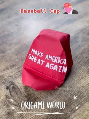 Origami Baseball Cap - Make America Great Again #inaugurationday #makeamericagreatagain🇺🇸❤️ #baseballcap #origamicap #origamiworld #origami #tutorial 